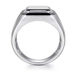 Best Gabriel & Co. Wide 925 Sterling Silver Square Men's Faceted Signet Ring