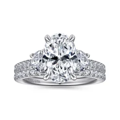 Outlet Gabriel & Co. Wilda - 18K White Gold Oval Three Stone Diamond Engagement Ring