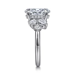New Gabriel & Co. Willa - 14K White Gold Asymmetrical Burst Oval Diamond Engagement Ring