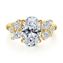 Best Gabriel & Co. Willa - 14K Yellow Gold Asymmetrical Burst Oval Diamond Engagement Ring