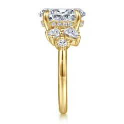 Best Gabriel & Co. Willa - 14K Yellow Gold Asymmetrical Burst Oval Diamond Engagement Ring