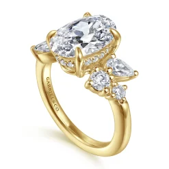 Best Gabriel & Co. Willa - 14K Yellow Gold Asymmetrical Burst Oval Diamond Engagement Ring