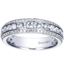Clearance Gabriel & Co. Wilshire - Wide 14K White Gold Channel Set Diamond Anniversary Band - 1.02 ct