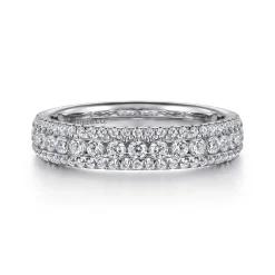 Outlet Gabriel & Co. Wilshire - Wide 14K White Gold Diamond Anniversary Band - 0.7 ct
