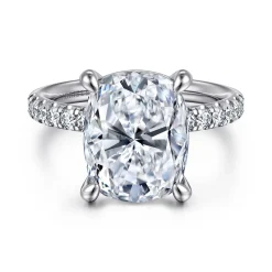 Clearance Gabriel & Co. Winslow - 14K White Gold Elongated Cushion Diamond Engagement Ring