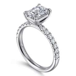 New Gabriel & Co. Winslow - 14K White Gold Emerald Cut Diamond Engagement Ring