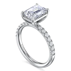 Best Gabriel & Co. Winslow - 14K White Gold Emerald Cut Diamond Engagement Ring