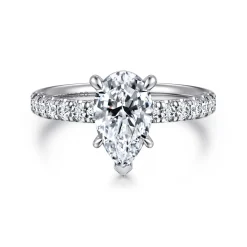 New Gabriel & Co. Winslow - 14K White Gold Pear Shape Diamond Engagement Ring