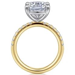 Clearance Gabriel & Co. Winslow - 14K White-Yellow Gold Elongated Cushion Diamond Engagement Ring