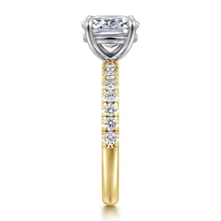 Hot Gabriel & Co. Winslow - 14K White-Yellow Gold Elongated Cushion Diamond Engagement Ring