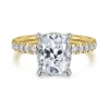 Best Gabriel & Co. Winslow - 14K White-Yellow Gold Elongated Cushion Diamond Engagement Ring