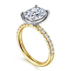 Best Gabriel & Co. Winslow - 14K White-Yellow Gold Elongated Cushion Diamond Engagement Ring