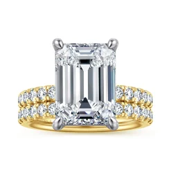 Best Gabriel & Co. Winslow - 14K White-Yellow Gold Emerald Cut Diamond Engagement Ring