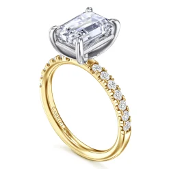 Sale Gabriel & Co. Winslow - 14K White-Yellow Gold Emerald Cut Diamond Engagement Ring