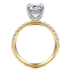 Sale Gabriel & Co. Winslow - 14K White-Yellow Gold Emerald Cut Diamond Engagement Ring