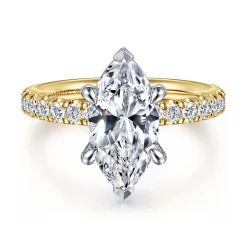 Gabriel & Co. Winslow - 14K White-Yellow Gold Marquise Shape Diamond Engagement Ring