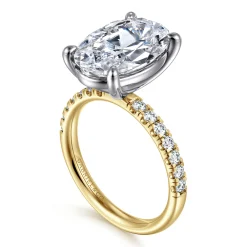 Best Gabriel & Co. Winslow - 14K White-Yellow Gold Oval Diamond Engagement Ring