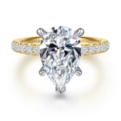 Sale Gabriel & Co. Winslow - 14K White-Yellow Gold Pear Shape Diamond Engagement Ring