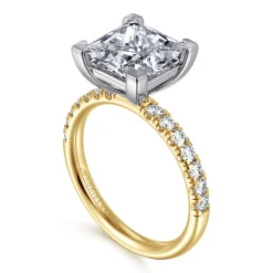 Hot Gabriel & Co. Winslow - 14K White-Yellow Gold Princess Cut Diamond Engagement Ring