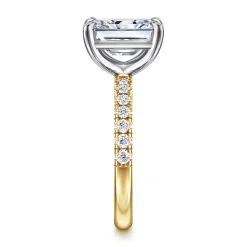 Best Gabriel & Co. Winslow - 14K White-Yellow Gold Radiant Cut Diamond Engagement Ring