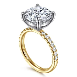 Discount Gabriel & Co. Winslow - 14K White-Yellow Gold Round Diamond Engagement Ring