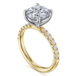 Discount Gabriel & Co. Winslow - 14K White-Yellow Gold Round Diamond Engagement Ring