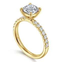Sale Gabriel & Co. Winslow - 14K Yellow Gold Cushion Cut Diamond Engagement Ring