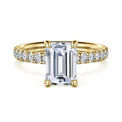Hot Gabriel & Co. Winslow - 14K Yellow Gold Emerald Cut Diamond Engagement Ring