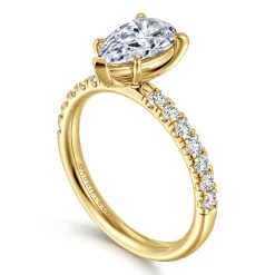 New Gabriel & Co. Winslow - 14K Yellow Gold Pear Shape Diamond Engagement Ring