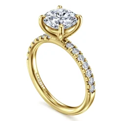 New Gabriel & Co. Winslow - 14K Yellow Gold Round Diamond Engagement Ring