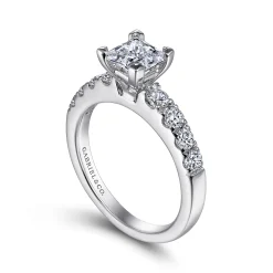 Best Gabriel & Co. Wyatt - 14K White Gold Princess Cut Diamond Engagement Ring