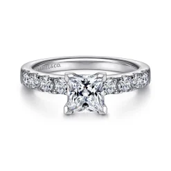 Best Gabriel & Co. Wyatt - 14K White Gold Princess Cut Diamond Engagement Ring