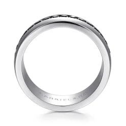 Online Gabriel & Co. Xavier - 14K White Gold and Black Diamond Men's Band in High Polished Finish