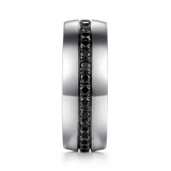 Online Gabriel & Co. Xavier - 14K White Gold and Black Diamond Men's Band in High Polished Finish