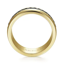 New Gabriel & Co. Xavier - 14K Yellow Gold Black Diamond Men's Band in High Polished Finish