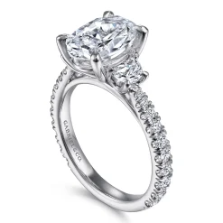 Online Gabriel & Co. Yasmine - 14K White Gold Oval Three Stone Diamond Engagement Ring