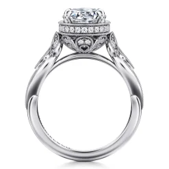 Best Gabriel & Co. Yvonne - 14K White Gold Floral Round Diamond Engagement Ring