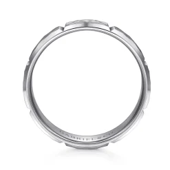 Hot Gabriel & Co. Zachary - 14K White Gold 6mm - Men's Wedding Band with Hammered Stations
