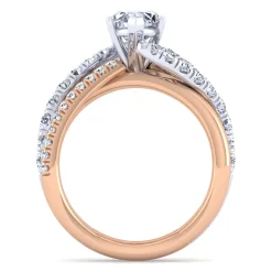 Best Gabriel & Co. Zaira - 14K White-Rose Gold Marquise Shape Free Form Diamond Engagement Ring