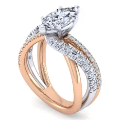 Best Gabriel & Co. Zaira - 14K White-Rose Gold Marquise Shape Free Form Diamond Engagement Ring