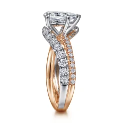 New Gabriel & Co. Zaira - 14K White-Rose Gold Pear Shape Free Form Diamond Engagement Ring