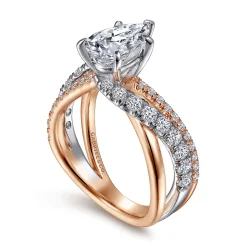 New Gabriel & Co. Zaira - 14K White-Rose Gold Pear Shape Free Form Diamond Engagement Ring