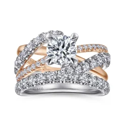 Clearance Gabriel & Co. Zaira - 14K White-Rose Gold Round Diamond Engagement Ring