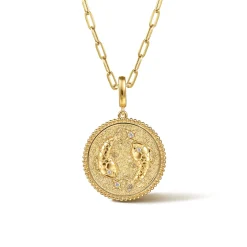 Hot Gabriel & Co. Zodiac - 14K Yellow Gold Diamond Bujukan Pisces Medallion Pendant With Detachable Bail