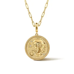 Gabriel & Co. Zodiac - 14K Yellow Gold Diamond Bujukan Virgo Medallion Pendant With Detachable Bail