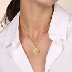 Clearance Gabriel & Co. Zodiac - 14K Yellow Gold Diamond Bujukan Gemini Medallion Pendant With Detachable Bail