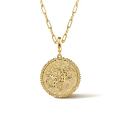 Clearance Gabriel & Co. Zodiac - 14K Yellow Gold Diamond Bujukan Gemini Medallion Pendant With Detachable Bail