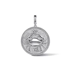 Clearance Gabriel & Co. Zodiac - 925 Sterling Silver White Sapphire Bujukan Cancer Medallion Pendant With Detachable Bail