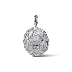 Clearance Gabriel & Co. Zodiac - 925 Sterling Silver White Sapphire Bujukan Cancer Medallion Pendant With Detachable Bail