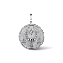 Hot Gabriel & Co. Zodiac - 925 Sterling Silver White Sapphire Bujukan Capricorn Medallion Pendant With Detachable Bail